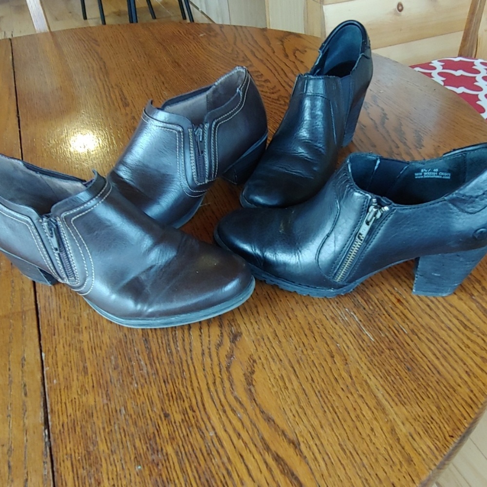 2 pairs of booties. Black and Dark Brown fit 8.5